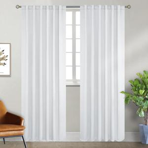 BGment White Curtains for Bedroom - 52 x 84 inch Rod Pocket and Back Tab Thermal Insulated Room Darkening Curtains for Living Room, 2 Panels Set, Greyish White