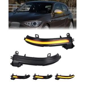 PWOBVZ Dynamic LED Side Mirror Sequential Turn Signal Lights for BMW 1 2 3 4 Series F30 F20 F21 F22 F32 F33 E84 X1 i3, Smoked Lens Side Marker Blinkers Mirror Light Indicator Lamp, Pack of 2