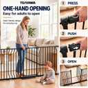 Extra Wide Baby Gate with Door, 52.76~62.2 Inch Wide Presure Mounted No Drill Metal Auto Close Child Gate for Stair Doorway - Indoor Outdoor Safty Gate for Toddler Dog Doggie, Black