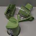 SUSTEAS Rotary Cheese Grater with Handle - Vegetable Shredder with 5 Well-designed Blades & Strong Suction Base,Round Mandoline Slicer & Food Chopper for Kitchen,with Blade Storage Box(Retro Green)