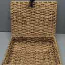 Decorative Box with Lid, Wicker Storage Basket, Water Hyacinth Woven Decorative box for Shelf, Coffee Table, Console Table, Home Decor (Large)