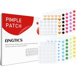 ANGTICS Pimple Patches for Face, 460 Counts Acne Patches, Hydrocolloid Zit Patches with Tea Tree Oil and Salicylic Acid, 4Sizes Cute Star Heart Shaped 11Colors8/10/12/14mm (Starry Bloom Clear)