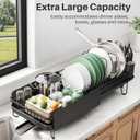 SNTD Large Dish Drying Rack - Expandable (19.3" to 29.4") Dish Rack for Kitchen Counter, Stainless Steel Dish Drainer with Utensil Holder, Pan Holder & Pot Lid Holder (Black) 12.7"D x 29.4"W x 7.9"H