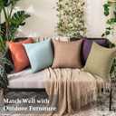 MIULEE Pack of 2 Decorative Outdoor Solid Waterproof Throw Pillow Covers Faux Linen Garden Farmhouse Cushion Cases for Patio Tent Balcony Couch Sofa 16x16 Inch Dark Green