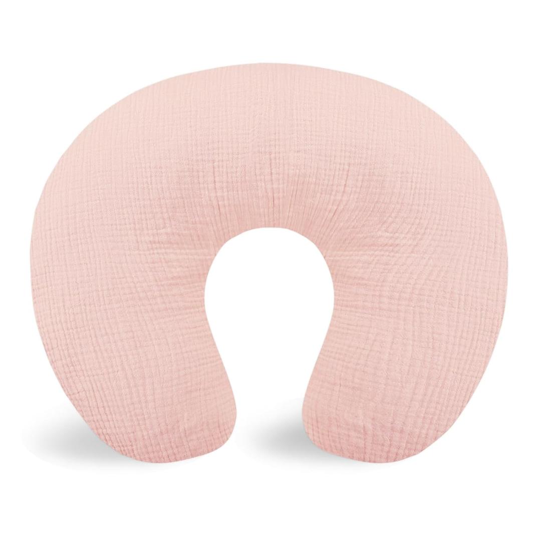 Hooyax Muslin Nursing Pillow Covers Only, Soft and Breathable Nursing Covers for Breastfeeding Pillows, Adorable Infant Feeding Pillow slipcover for Baby Boy and Girls (Pink)