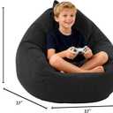 LPMOERA Bean Bag Chair Memory Foam Bean Bag Chairs for Kids/Teens with Filling Round Kids Bean Bag Chair for Living Room Bedroom College Dorm Reading Chair (Black)