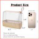 RSRSLEII Boho Small Clear PVC Waterproof Makeup Bag with handle, Transparent Zipper Cosmetic Bag for Travel, Beach Bag for Sun screen Skincare (02 Beige-1)