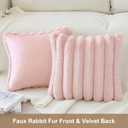 2 x Soleebee Set of 2 Throw Pillow Covers Soft Plush Fluffy Faux Rabbit Fur Pillow Covers Cozy Velvet Pillowcase for Couch Sofa Bed Chair Home Decorative Pillows Cover 16x16 Inch, Pink