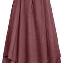 Scarlet Darkness Women Renaissance High Waist Skirt Double Layered Flowy Long Skirts (Large, Withered Rose)
