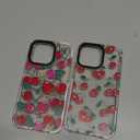 2 Pack Cute Coquette Cherry Print for iPhone 13 Pro 6.1" Phone Case, Transparent Aesthetic Design Clear Cases Soft Silicone TPU Shockproof Protective Fundas for Women Girls(Red Cherry Print)