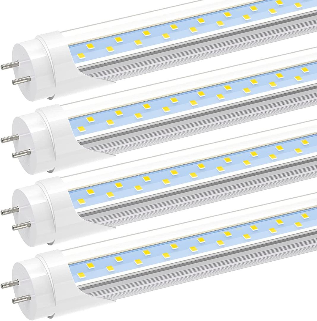 JESLED T8 LED 4FT Type A+B Light Bulbs, 24W(65W Equivalent), 3000LM, 6000K Super Bright, Plug and Play or Ballast Bypass, 4 Foot LED Fluorescent Tube Replacement, ETL Listed, Dual-Ended, Clear(4-Pack) (4 Count (Pack of 1), 6000k (Bright White))