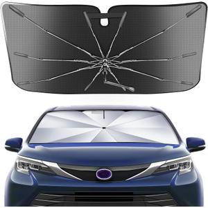 Portable Toyota Sienna Mini Van 2021-2025 Windshield Sunshade Umbrella with Carry Bag, 2 in1 Ice Crystal Durable Compact Shade Umbrella UPF50+ UV Front Window Heat Insulation Protection