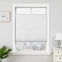 Joydeco No Tools No Drill Blinds for Indoor Windows, Cordless Window Blinds Cellular Shades Top Down Bottom Up Blackout Honeycomb Blinds Thermal Insulated Noise Reduction (White, 35" W x 64" H)