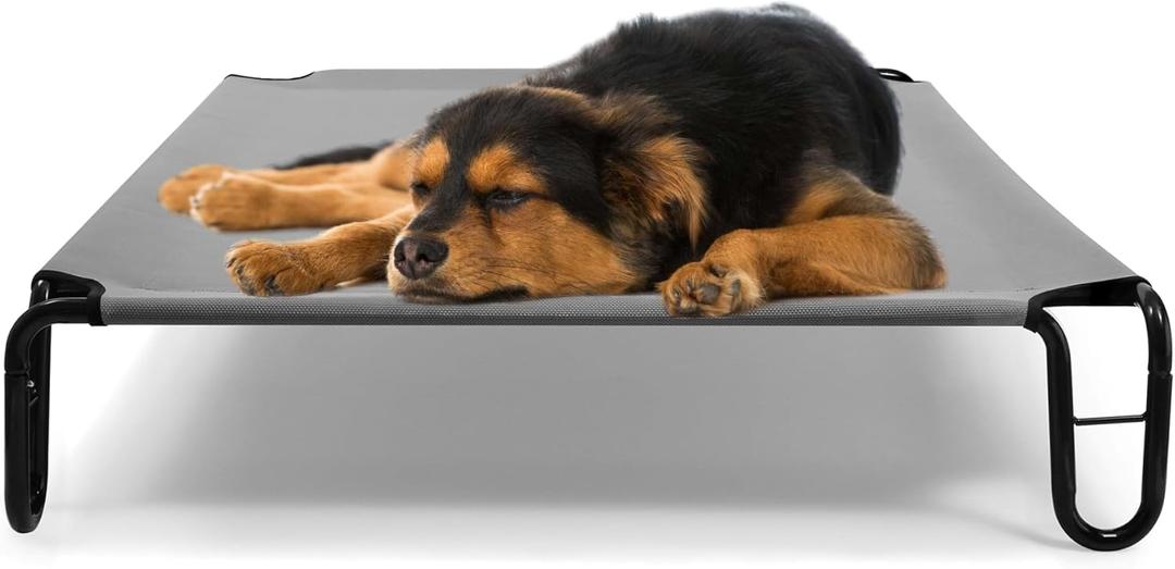 Elevated Dog Bed, 35 x 28 x 8 inches (Small, Grey)