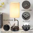 Dreamholder Table Lamp with 3 USB Charging Ports, Modern Desk Lamp with AC Outlet and Phone Stands, Perfect Bedside Lamp for Bedroom, Living Room, Office (Pack of 2), Cream