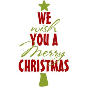 Family We Wish You A Merry Christmas Vibrant Cartoon Wall Decal Decoration Christmas Holidays Dcor Christmas Tree Silhouette Holidays Holiday Gift and Easily Removable - Size: 28 in(W) x 40 in(H)