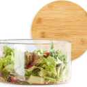 190oz Extra Large Glass Trifle Bowl with Lid, Modern Design Clear Glass Round Dessert Centerpiece Serving Bowl for Laying Ice Cream Cakes, Salad, Fruit, Microwave & Dishwasher Safe