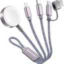 Travel Essentials,3 in 2 USB C Cable for Apple Watch Charger,iPhone Charger,Multi Charging Cable,Cruise Vacation Camping Essentials,Portable for iWatch Series 11-2/Ultra/SE & iPhone 17-12,Car,0.7FT