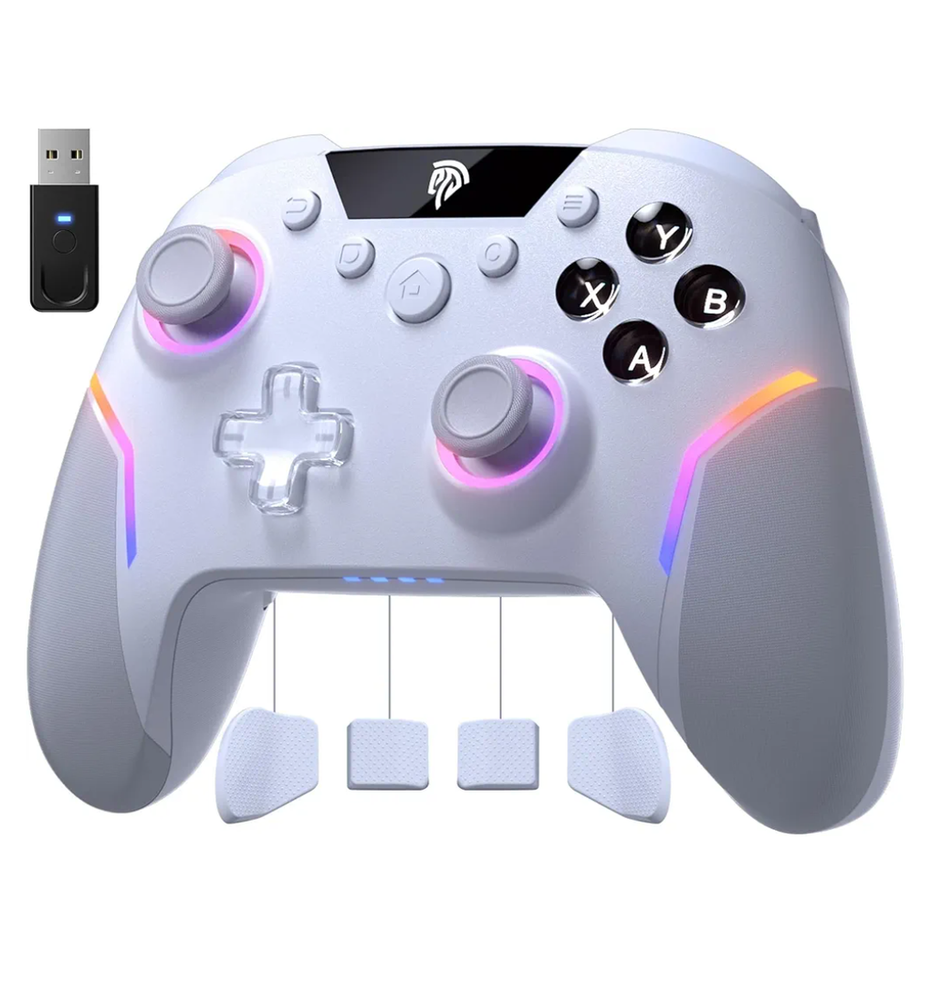 EasySMX X20 Wireless Gaming Controller with RGB Backlit, 2-Stage Hall Effect Stick, 1000Hz Polling Rate, 6-Axis Gyro on Multi-Platform, Mech Buttons- Compatible with PC/Switch/Steam/Android
