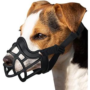 BARKLESS Dog Muzzle, Basket Muzzle Anti Biting Chewing, Sturdy Lightweight Cage Mouth Cover for Small Medium Large Sized Dogs, Allows Panting Drinking, Suitable for Grooming Trimming Training