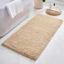 ILANGO Beige Bathroom Rugs 60"  24" Non Slip & Super Absorbent Extra Thick Soft, Washable Bath Carpet Runner for Floor, Microfiber Plush Shaggy Bath Mats with Rubber for Bedroom Bathtub Shower Room