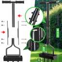 Lawn Aerator Garden Tool with Soil Core Tray, 38 Manual Grass Plug Aerators & A Cleaning Tool, Coring Aeration Tools with 3 Tines for Gardening, Soil Compaction, Lawn Yard Care, Patented Black