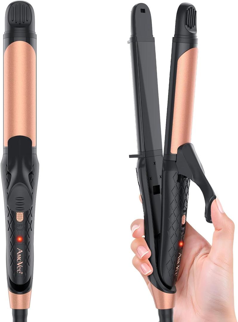 Dual Voltage Curling Iron 2-in-1 Curling Iron 1 Inch,(100V~240V) Dual Voltage Hair Straightener Travel Curling Iron European Flat Iron(Black)