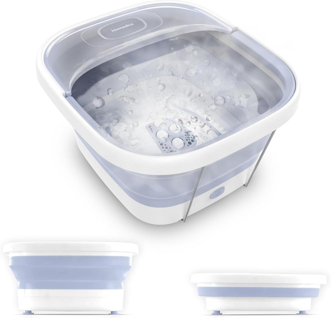 HoMedics Smart Space Essential Collapsible Footbath, Invigorating Bubble Massage, Heatkeep Technology, Patented Collapsible Design, Safety-Lock System, Safe for Bath Salts, Bath Salts Included