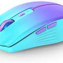 RAPIQUE Bluetooth Wireless Mouse, Rechargeable Slient Multi-Device Computer Mice (Tri-Mode: BT1/2+2.4Ghz) with USB Receiver, Ergonomic Cordless Mouse for Laptop/MacBook/PC/iPad(Mint Green to Purple)