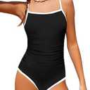 WIQI Girls Swimsuit One Piece Bathing Suit Color Contrast Trim Girls' Swimwear with Cover Up Skirt Size 15-16Y