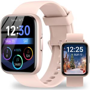 Smart Watch for Men Women - Answer/Make Calls/Quick Reply/AI Voice Assistant, 1.83" for Android iPhone Samsung Compatible IP68 Smartwatch Blood Oxygen Heart Rate Fitness Tracker (Pink)