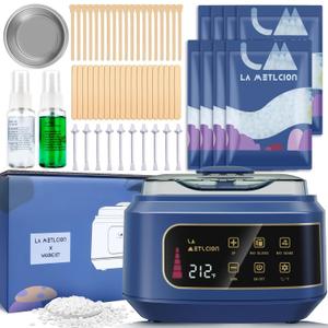 Smart Waxing Kit Wax Warmer For Hair Removal With Digital Display, 4.41lbs/2kg Hard Wax Beads, For Sensitive Skin, Armpit, Eyebrow, Bikini, Face, Nose, Legs