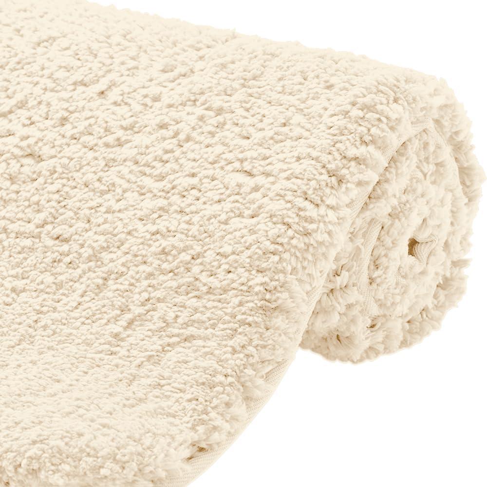 GORILLA GRIP Premium Luxury Bath Rug, Absorbent, Soft, Thick Shag, Plush Bathroom Mat Rugs, Machine Washable, Microfiber Quick Dry, Mats for Shower, Bathtub and Floor Accessories, 24x17, Ivory