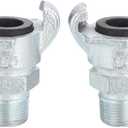 uxcell Iron Air Hose Fitting, 2Pcs 3/4" NPT Male 2 Lug Chicago Fitting Straight Through for Pipe Connections, Silver Tone (0.75 Inch)