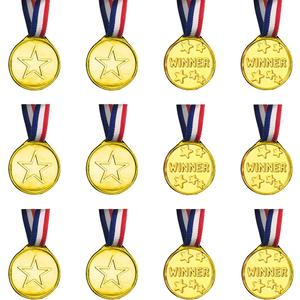 3 x ArtCreativity Gold Medals for Awards, Set of 12 Metal Medal with Neck Ribbons, Olympic Style Winner Award for Sports, Tournaments for Kids and Adults, Competitions, Prizes, Birthday Party Favors