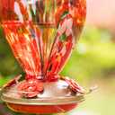 Gifts for Mom 34OZ Hand Blown Glass Hummingbird Feeders for Outdoors Hanging, with Ant Moat Humming Bird Feeders, Porch Backyard Decor Gifts for Women (Floral Balloon)