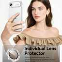 Matekxy for iPhone 17 Air Camera Lens Protector Glitter - Cute Girly Metal Individual Bling Ring Cover for Women, 9H Anti-Scratch Tempered Glass with Aluminum Edging, Sliver Cloud White