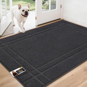 JSEI Door Mat for Entrance 36"x60", Dirt Trapper Doormat, Dark Grey | Entryway Rugs Washable, Dog Door Mat Stain Resistant and Absorbent Welcome Floor Mat for Front Back Door, Wet Shoes & Paws