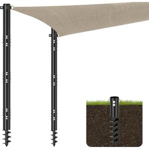 Shade Sail Poles, 2 Pack Heavy Duty Sun Poles ,Steel Shade Sail Post with D-Clamp for Outdoor String Light, Patio, Backyard 2.36in