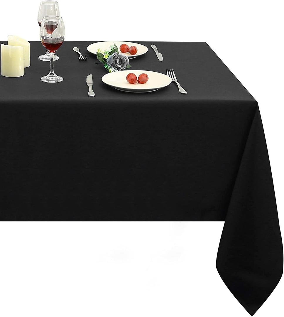 Obstal 210GSM Rectangle Table Cloth - Heavy Duty Water Proof Microfiber Tablecloth, Decorative Fabric Table Cover for Outdoor and Indoor Use (Black, 70 x 108 Inch)