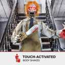 Haunted Hill Farm Zombie Carver Halloween Animatronic with Movement, Sound, and Light-Up Eyes for Scary Indoor or Covered Outdoor Halloween Decorations, Battery Operated Halloween Props for Home, 67" Standing Zombie