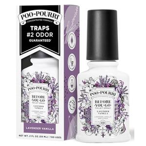Pack Of 2 Poo-Pourri Before-You-Go Toilet Spray, Lavender Vanilla, 2 Fl Oz, Up to 100 Uses, Bathroom Odor Deodorizer with Essential Oils for Home or Work, Travel Essentials, TSA Approved Size