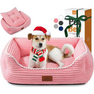 Orthopedic Dog Bed for Large Dogs,Dog Sofa Beds Supportive Foam Pet Couch Bed with Removable Washable Mat and Nonskid Bottom (Large, Pink)