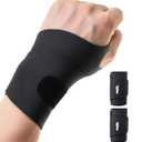 2 Pack Thin Compression Wrist Brace for Men & Women, Adjustable Elastic Wrist Support for Carpal Tunnel Arthritis Tendonitis Sports Pain Relief, Soft & Comfortable Day/Night Wrist Wraps (Black)