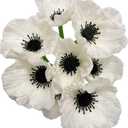 Rikyo 10 Stem 11" Bouquets Artificial Flowers Poppy Flowers,No Fade Faux Anemone Wild Flowers for Kitchen Table Centerpiece Vase,Home Greenery Wedding Holding Flowers Backdrop Arch Wall(White)