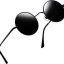 Joopin Retro Small Round Sunglasses Hippie Circle Sun Glasses Polarized UV400 Protection Metal Shades for Men Women (A01-polarized Black Simple Packaging)