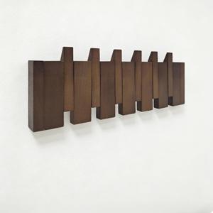 16.9" Wooden Piano Key Coat Rack Wall Mounted, Flip Down 6 Hooks Heavy Duty for Hanging Coats/Hats/Keys/Towels/Bags, Natural Walnut Entryway Hanger Art Hook
