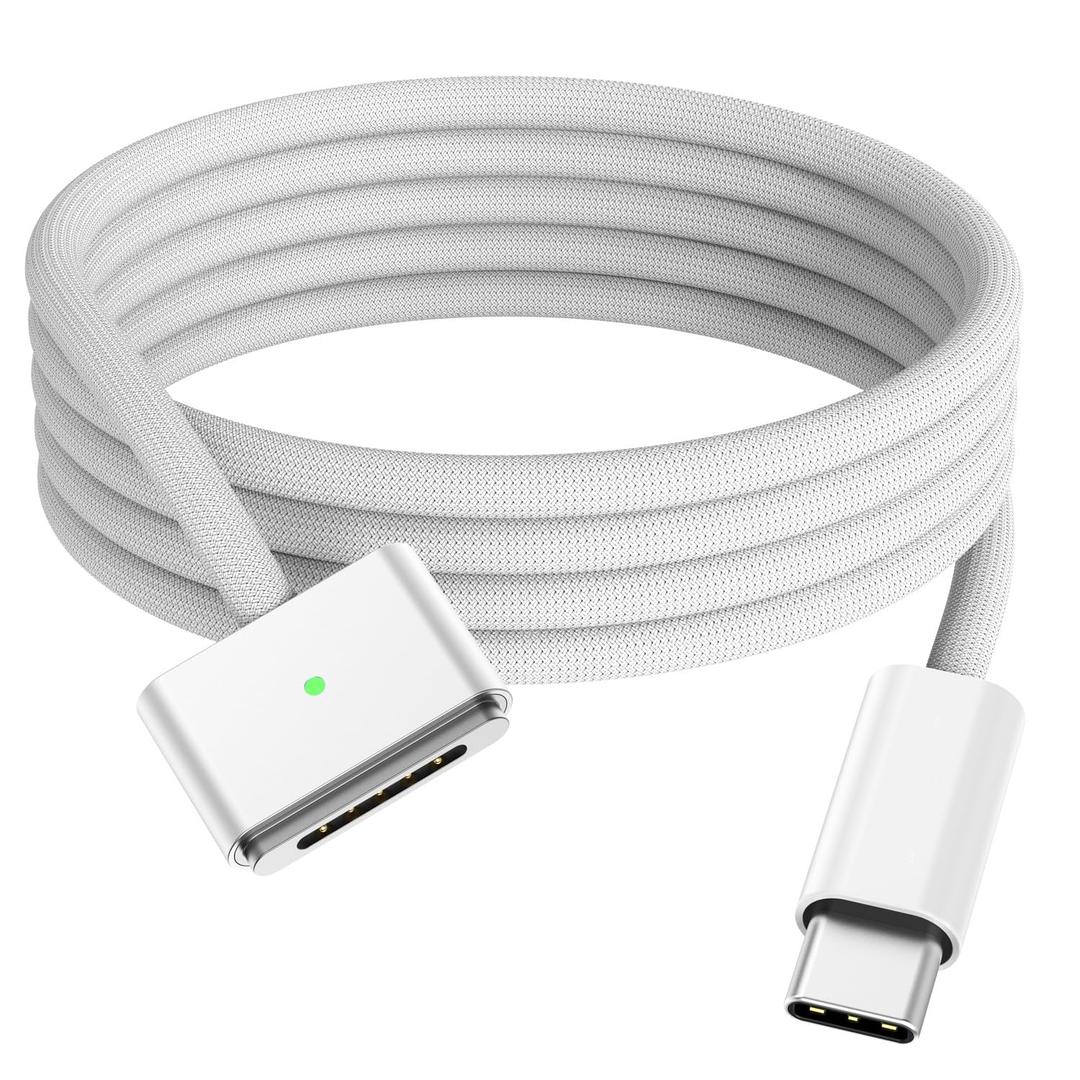 140W USB-C to Magnetic 3 Cable for MacBook Charger, 6.6Ft Nylon Braided for MacBook Pro (14/16-inch, 2023), MacBook Pro (14/16-inch, 2021), MacBook Air (13/15-inch, 2024/2022), MacBook Air (2023) (White)