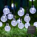 Brightown Solar String Lights Outdoor 60 Led 35.6 Feet 8 Lighting Modes Globe Waterproof Solar Powered Patio Lights for Garden Yard Porch Wedding Party Decor (Pure White) (1 pc)
