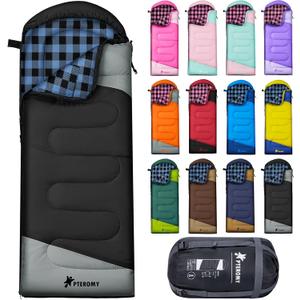 PTEROMY Sleeping Bags for Adults, Lightweight and Machine Washable, Water Resistant Backpacking Camping Sleeping Bag for Warm Cold Weather, Camping Essentials for Hiking Travel (10F~45F, Black)